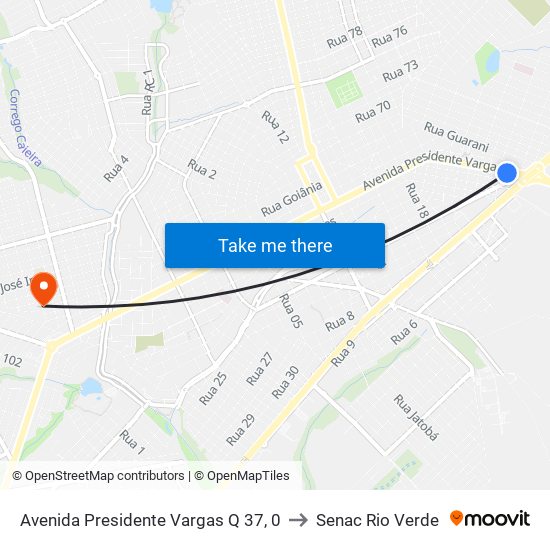 Avenida Presidente Vargas Q 37, 0 to Senac Rio Verde map