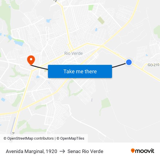 Avenida Marginal, 1920 to Senac Rio Verde map