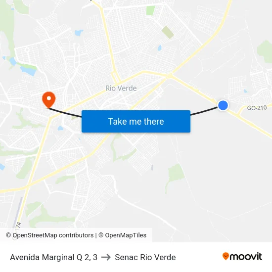 Avenida Marginal Q 2, 3 to Senac Rio Verde map