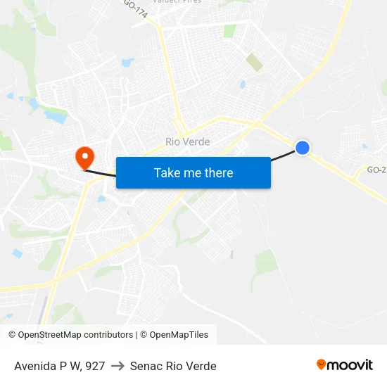 Avenida P W, 927 to Senac Rio Verde map