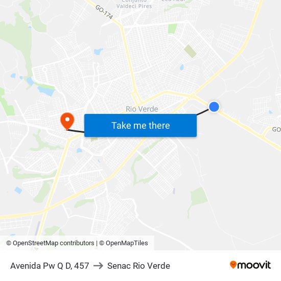 Avenida Pw Q D, 457 to Senac Rio Verde map