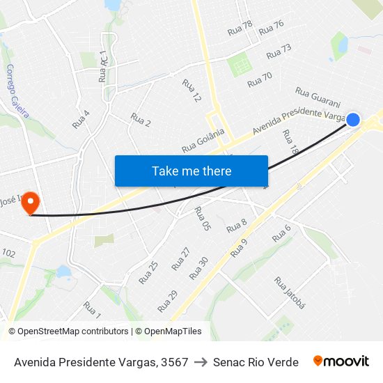 Avenida Presidente Vargas, 3567 to Senac Rio Verde map