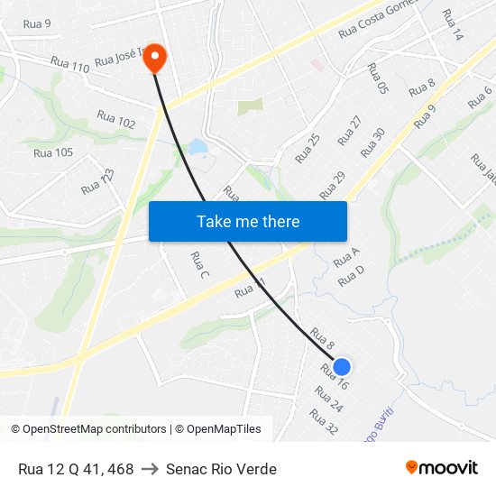 Rua 12 Q 41, 468 to Senac Rio Verde map