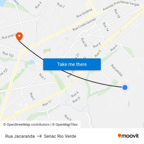 Rua Jacaranda to Senac Rio Verde map