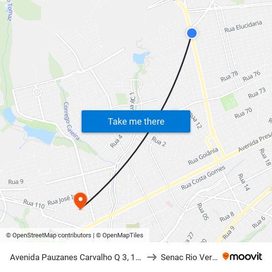 Avenida Pauzanes Carvalho Q 3, 1288 to Senac Rio Verde map