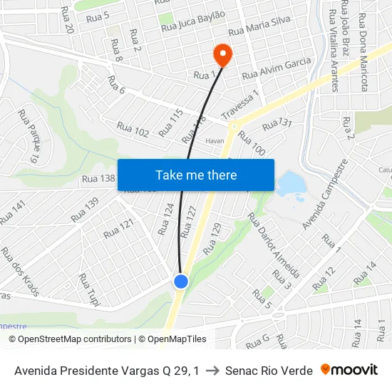 Avenida Presidente Vargas Q 29, 1 to Senac Rio Verde map