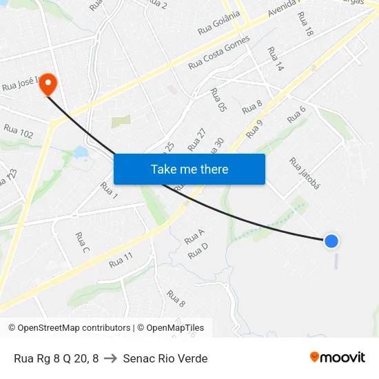 Rua Rg 8 Q 20, 8 to Senac Rio Verde map