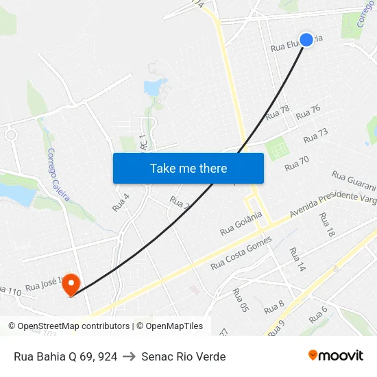 Rua Bahia Q 69, 924 to Senac Rio Verde map