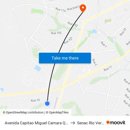 Avenida Capitao Miguel Camara Q V, 1 to Senac Rio Verde map