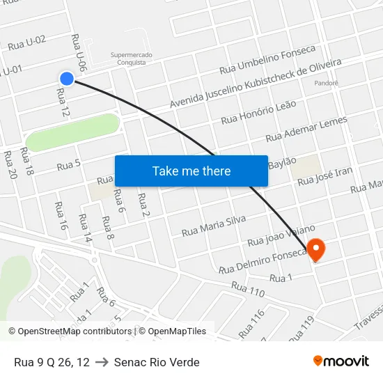 Rua 9 Q 26, 12 to Senac Rio Verde map