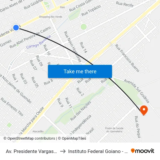 Av. Presidente Vargas - Irmãos Soares to Instituto Federal Goiano - Campus Rio Verde map