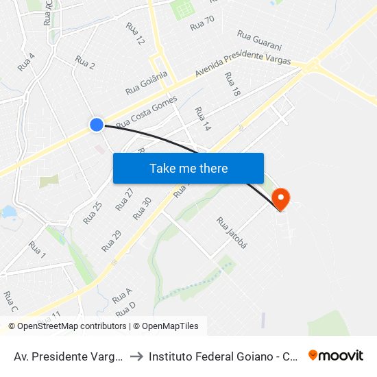 Av. Presidente Vargas - Drogasil to Instituto Federal Goiano - Campus Rio Verde map