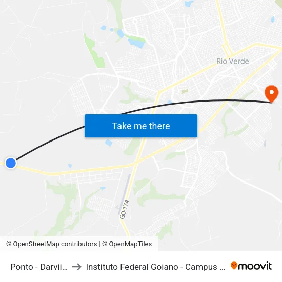Ponto - Darvii - Brf to Instituto Federal Goiano - Campus Rio Verde map
