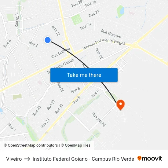 Viveiro to Instituto Federal Goiano - Campus Rio Verde map