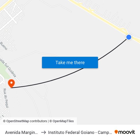 Avenida Marginal, 1920 to Instituto Federal Goiano - Campus Rio Verde map