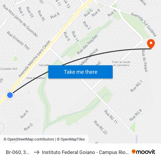 Br-060, 3623 to Instituto Federal Goiano - Campus Rio Verde map