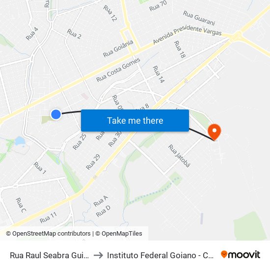 Rua Raul Seabra Guimarães, 226 to Instituto Federal Goiano - Campus Rio Verde map