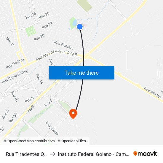 Rua Tiradentes Q 58, 720 to Instituto Federal Goiano - Campus Rio Verde map