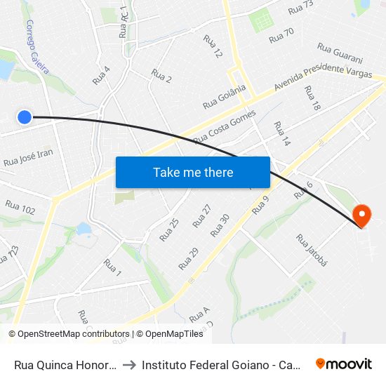 Rua Quinca Honorio Q 88, 4 to Instituto Federal Goiano - Campus Rio Verde map
