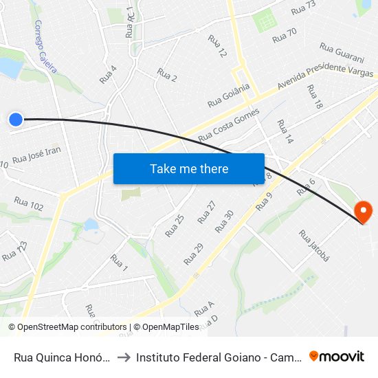 Rua Quinca Honório, 1003 to Instituto Federal Goiano - Campus Rio Verde map