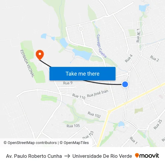Av. Paulo Roberto Cunha to Universidade De Rio Verde map