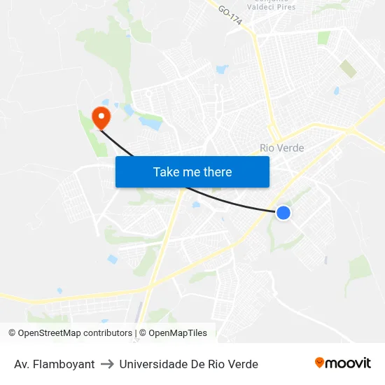Av. Flamboyant to Universidade De Rio Verde map
