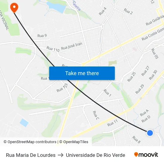 Rua Maria De Lourdes to Universidade De Rio Verde map