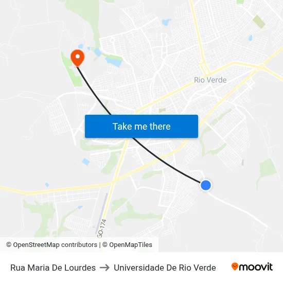 Rua Maria De Lourdes to Universidade De Rio Verde map
