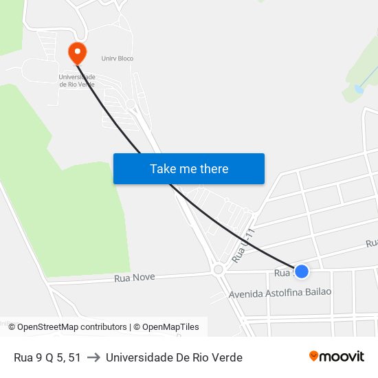 Rua 9 Q 5, 51 to Universidade De Rio Verde map