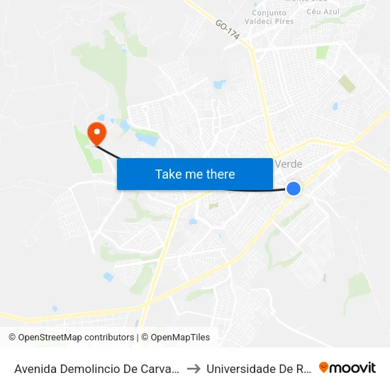 Avenida Demolincio De Carvalho Q 3, 918 to Universidade De Rio Verde map