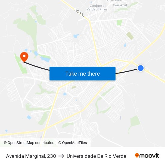 Avenida Marginal, 230 to Universidade De Rio Verde map