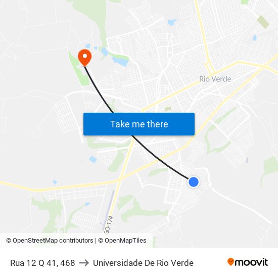 Rua 12 Q 41, 468 to Universidade De Rio Verde map