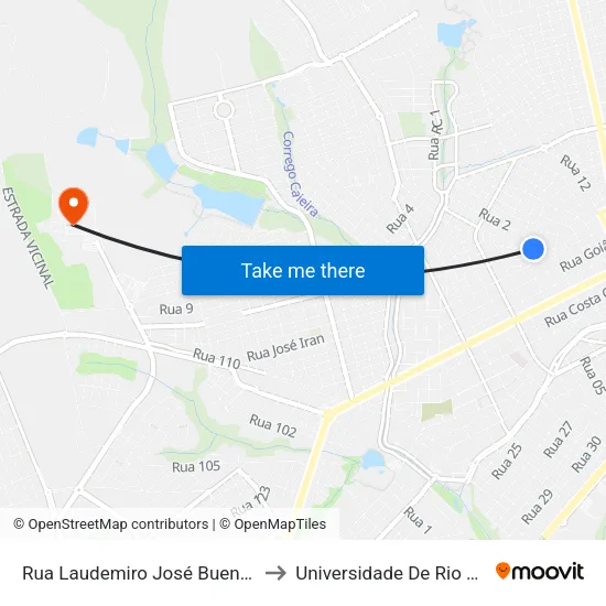 Rua Laudemiro José Bueno, 876 to Universidade De Rio Verde map