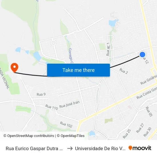 Rua Brasilino Leão to Universidade De Rio Verde map