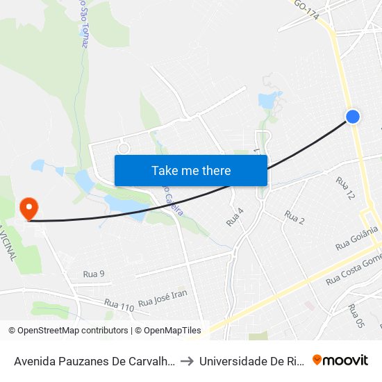 Avenida Pauzanes De Carvalho Q 117, 8 to Universidade De Rio Verde map