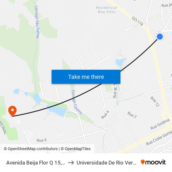 Avenida Beija Flor Q 15, 0 to Universidade De Rio Verde map