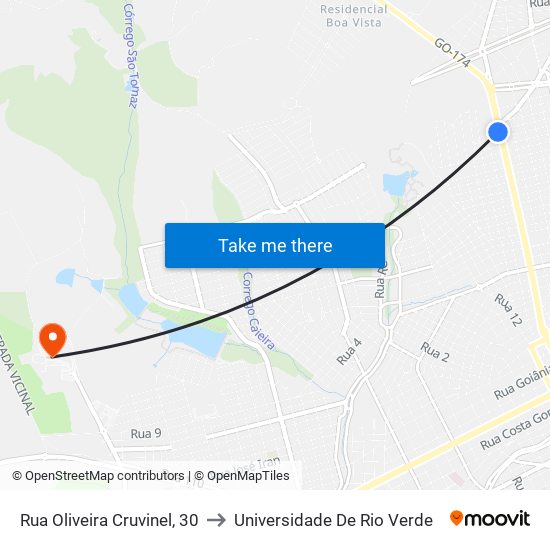 Rua Oliveira Cruvinel, 30 to Universidade De Rio Verde map