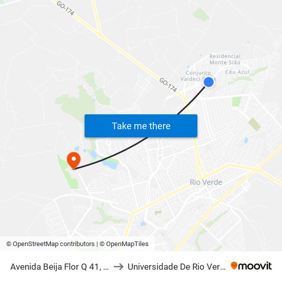 Avenida Beija Flor Q 41, 35 to Universidade De Rio Verde map