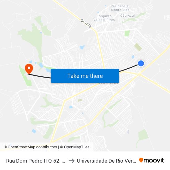 Rua Dom Pedro II Q 52, 12 to Universidade De Rio Verde map