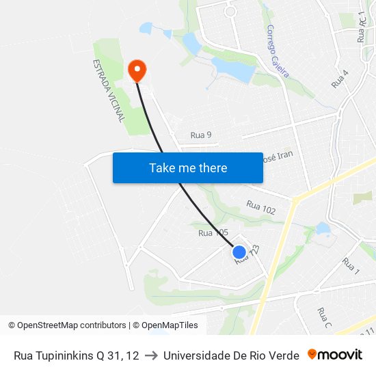 Rua Tupininkins Q 31, 12 to Universidade De Rio Verde map