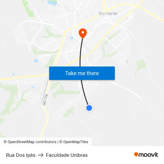 Rua Dos Ipês to Faculdade Unibras map
