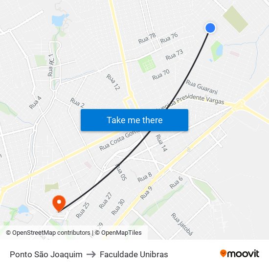 Ponto São Joaquim to Faculdade Unibras map