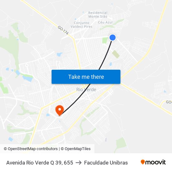 Avenida Rio Verde Q 39, 655 to Faculdade Unibras map