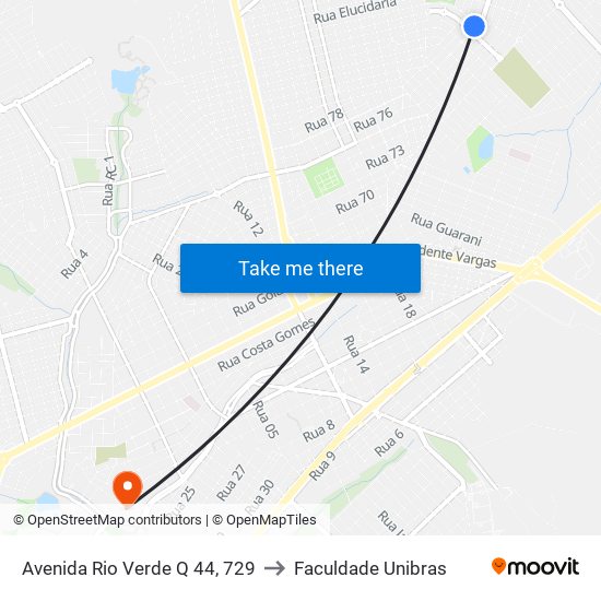 Avenida Rio Verde Q 44, 729 to Faculdade Unibras map