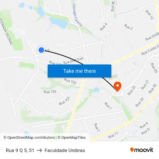 Rua 9 Q 5, 51 to Faculdade Unibras map