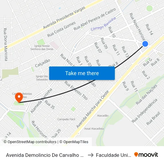 Avenida Demolincio De Carvalho Q 3, 918 to Faculdade Unibras map