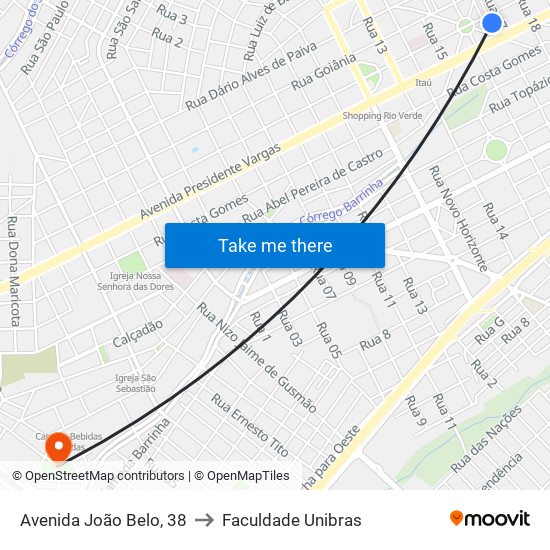 Avenida João Belo, 38 to Faculdade Unibras map
