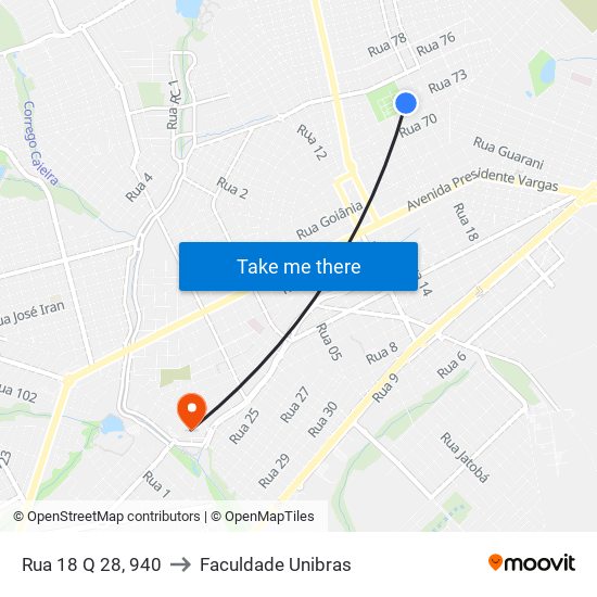 Rua 18 Q 28, 940 to Faculdade Unibras map