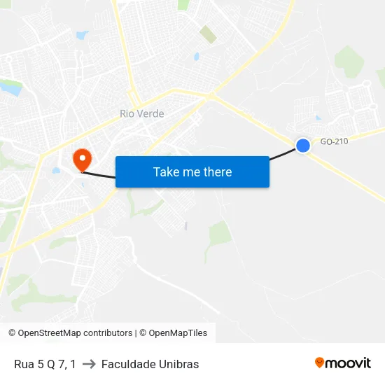 Rua 5 Q 7, 1 to Faculdade Unibras map