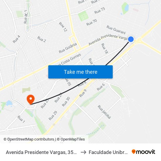 Avenida Presidente Vargas, 3567 to Faculdade Unibras map